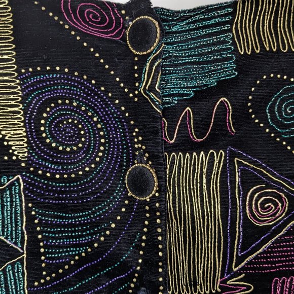 Ms Choice California Black Crushed Velvet Geometric Jacket Dress - 14 - Picture 8 of 16